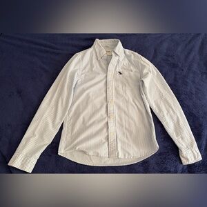 Abercrombie & Fitch Kids Boys White Shirt with Blue Pinstripes